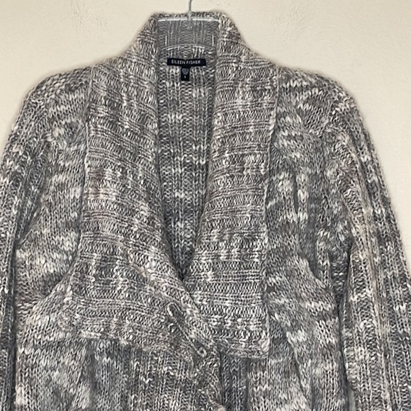 Eileen Fisher Wool Alpaca Blend Chunky Cable Knit Long Oversized Cardigan - Picture 3 of 11